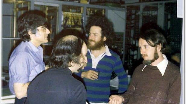 physicists celebrating in SLAC control room